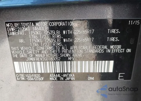 2016 Toyota Rav4 Le from USA, damaged, VIN JTMBFREV2GD180052